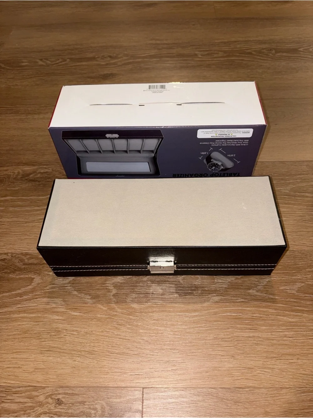 SwissBrand 6 Slot Watch Box Display Case Organizer Glass Top Black New In Box